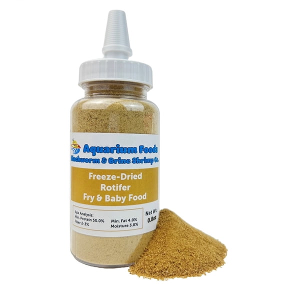 Rotifers Powder/Micro Bits as Fry & Baby Food, for Freshwater Fish, Marine Fish, Baby Pond Fish, Corals, Anemones, Tiny Nano Fish -1.3oz Med Bottle