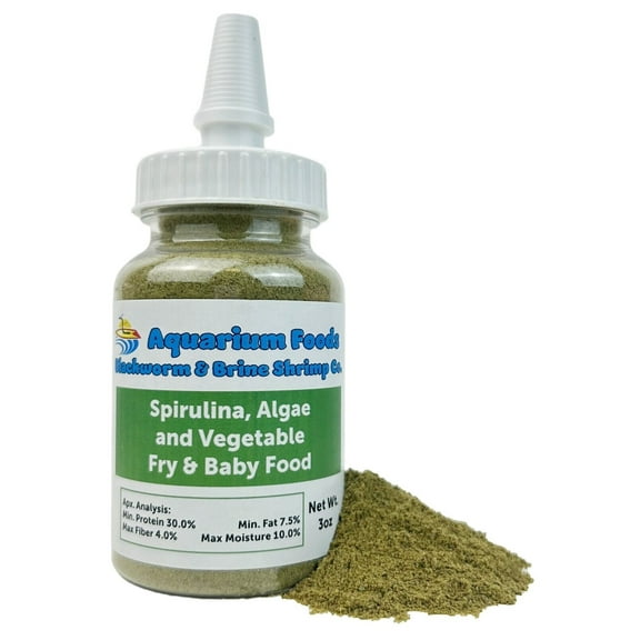 Spirulina, Algae, Vegetable Powder for Tropical Fish Fry and Babies, Koi and Pond Fish Fry & Babies. Corals, Anemones - 3oz Squeeze Bottle