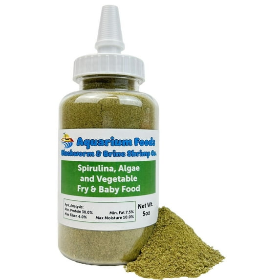 Spirulina, Algae, Vegetable Powder for Tropical Fish Fry and Babies, Koi and Pond Fish Fry & Babies. Corals, Anemones - 5oz Squeeze Bottle