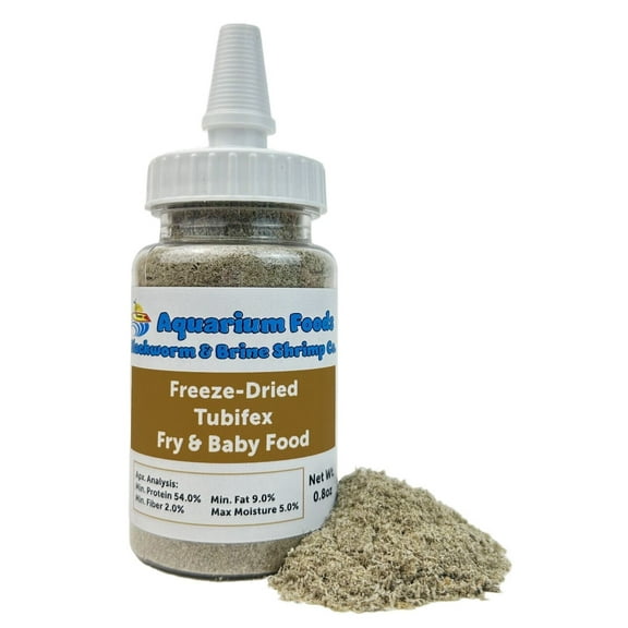 Tubifex Worm Powder Fry & Baby Food, Baby Pond Fish, Corals, Anemones, All Tiny Nano Fish, all Fry and Babies - 0.8oz Sm Squeeze Bottle