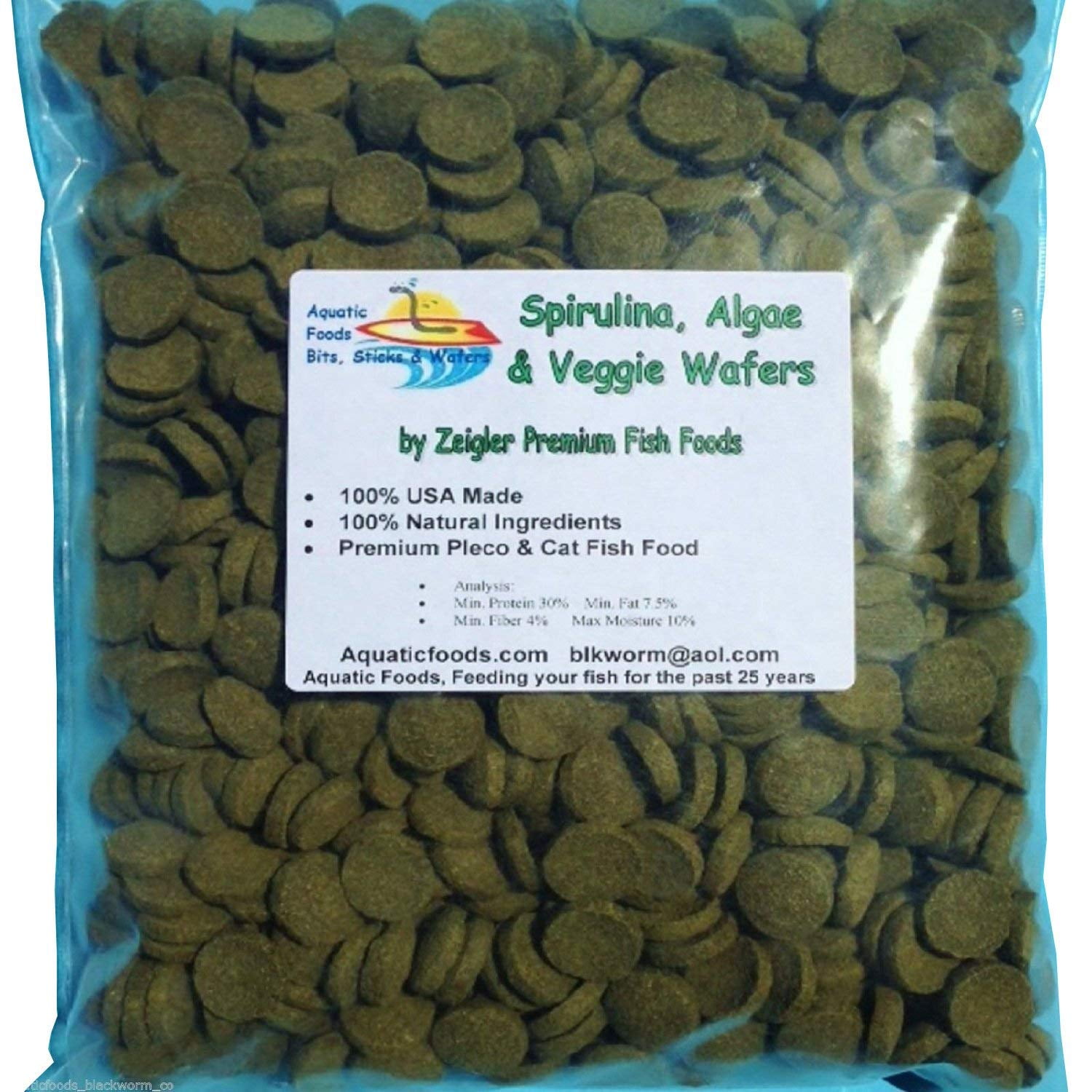 Aquatic Foods Wafers of Spirulina Algae, Algae Vegies, The Premium Pleco, Catfish, Bottom Fish Food - 10-lbs…Zeigler