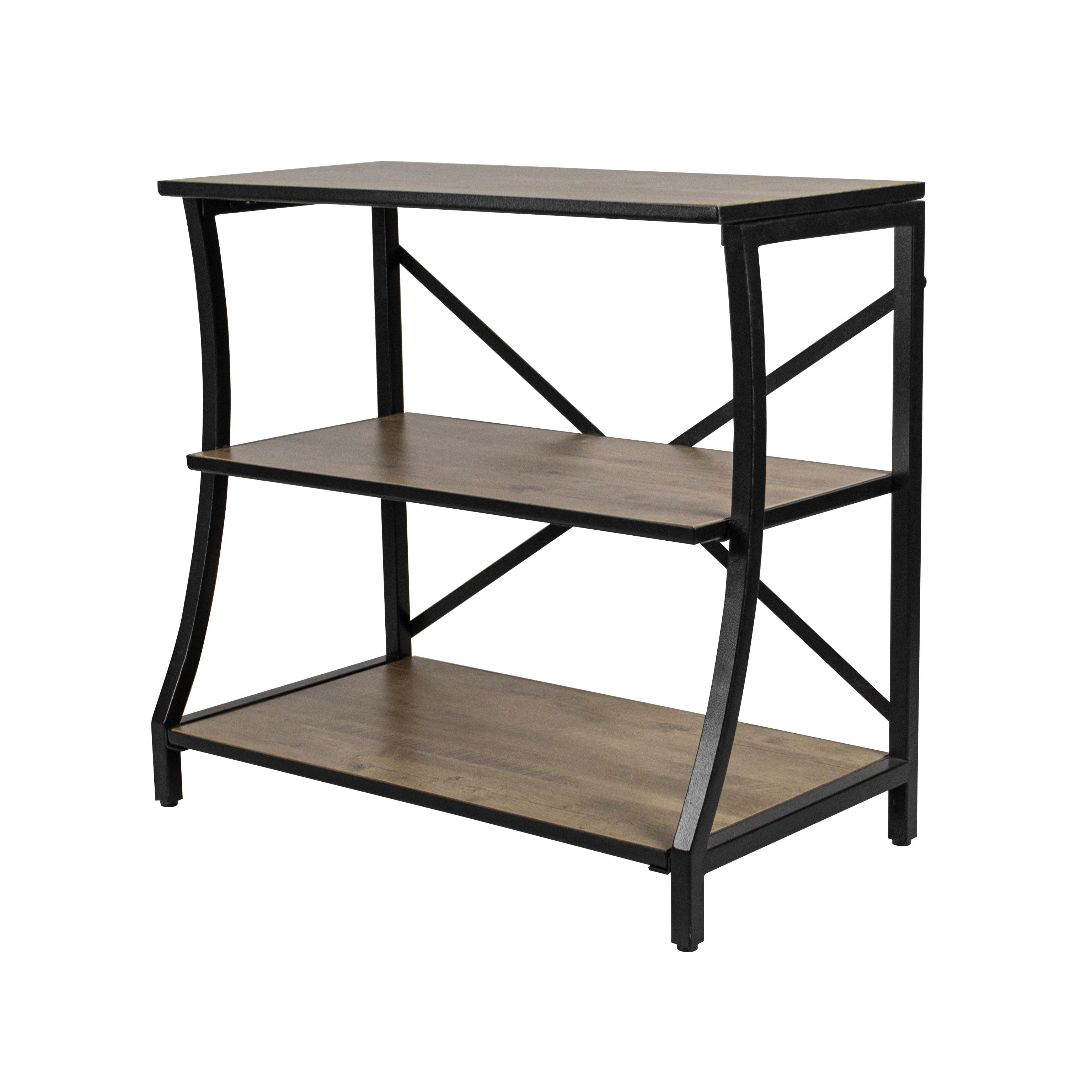 Gray and Black Metal and Wood 3-Tier Aquarium Stand