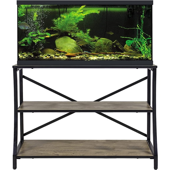 Aquatic Fundamentals Metal + Wood 40/55 Gallon Rustic Gray Aquarium Stand
