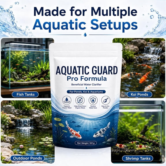 Aquatic Guard Pro Formula for Pond, Water Care Powder, Supports Clearer-Looking Water for Fish Tanks, Koi Ponds, Shrimp Tanks & Crab Habitats, 100g (1)