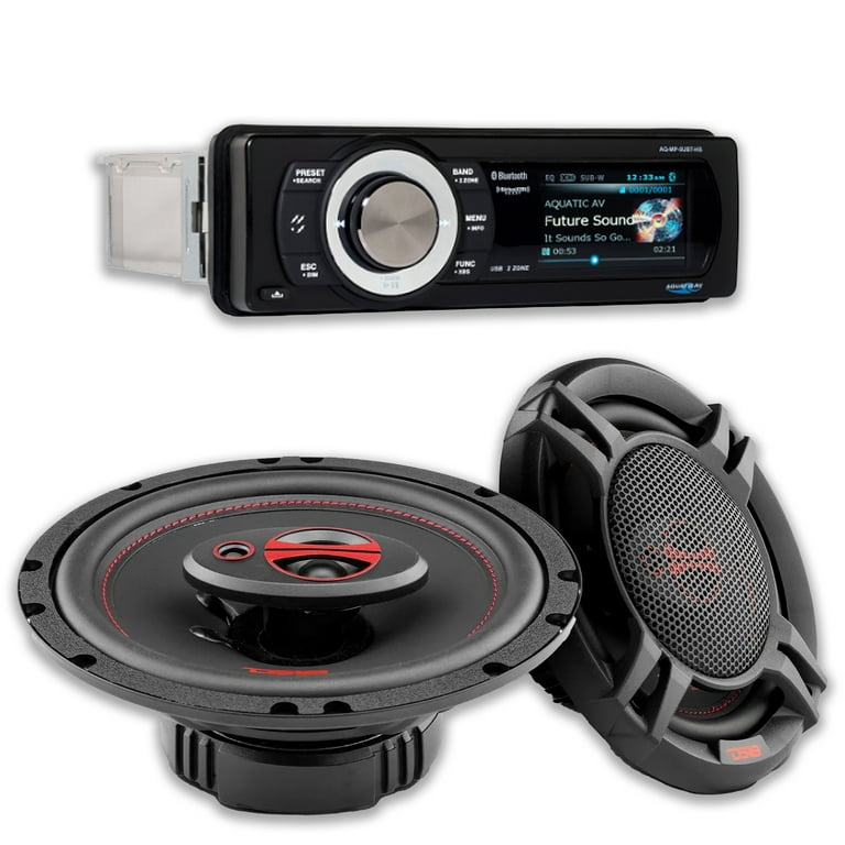 Aquatic Harley Motorcycle Single Din Bluetooth Radio /w Free DS18 6  Speakers New 
