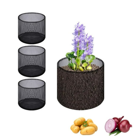 Aquatic Pond Plant Baskets,QZS Reusable Mesh Water Garden Pond Flower Pot,4Pack,Druable Plastic Breathable Lily Container for Bog