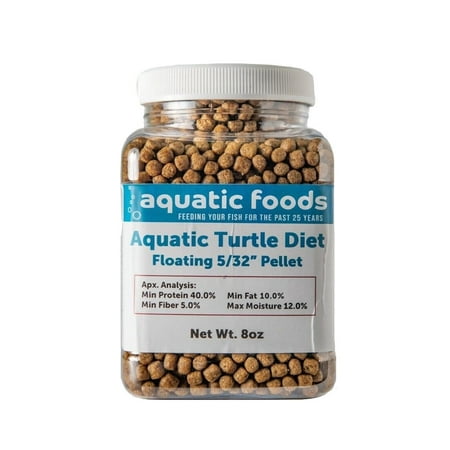 Aquatic Turtle Diet, 5/32" Round Floating Pellets For Freshwater Turtles, Painted, Pond, Red-Eared, Baby Box, Slider Turtles and More.…8oz Small Jar