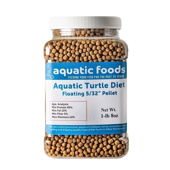 Aquatic Turtle Diet, 5/32" Round Floating Pellets For Freshwater Turtles, Painted, Pond, Red-Eared, Baby Box, Slider Turtles and More.1-lb & 8oz Med Jar