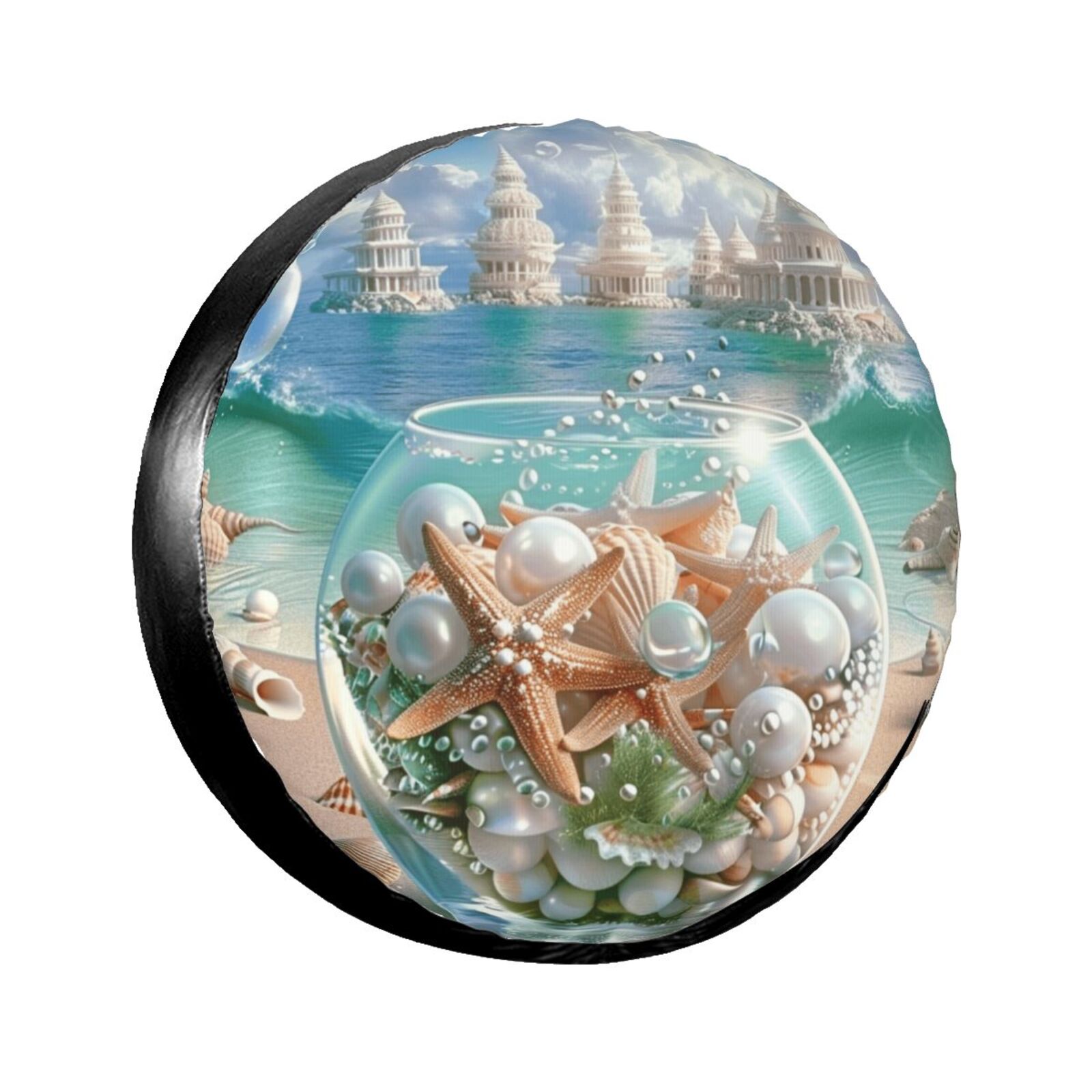 Aquatic animals in glass Camping spare tire cover, wheel protector