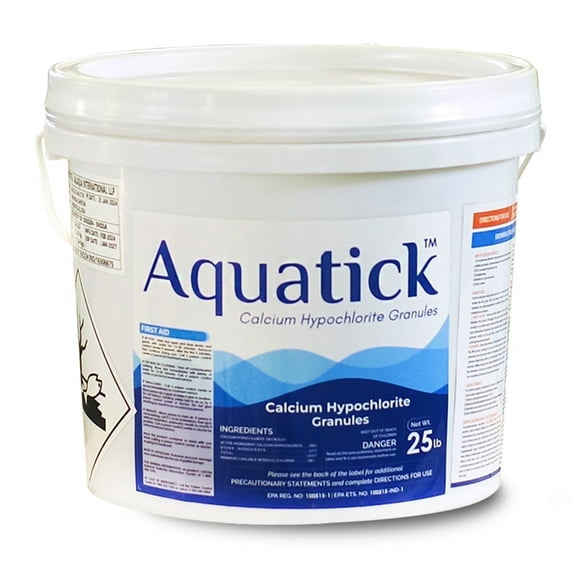 Aquatick Pool Shock 68% Calcium Hypochlorite 25 LB Chlorine Granules for Swimming Pool, Spa & Hot Tub Fast-Dissolving Algaecide & Bacteria Eliminator Powerful Pool Sanitizer Clean & Clear Water