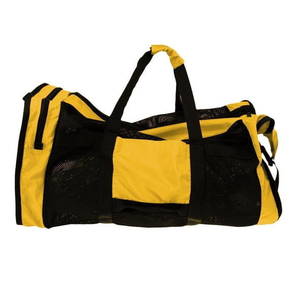 Aquatics Mesh Duffle With Hand Strap For Scuba Diving, Snorkeling, Swimming, Beach And Yellow