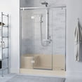 thumbnail image 1 of Aquatique 60" x 32" Single Threshold Shower Base With Right Hand Drain and Integral Left Hand Seat in Biscuit, 1 of 11