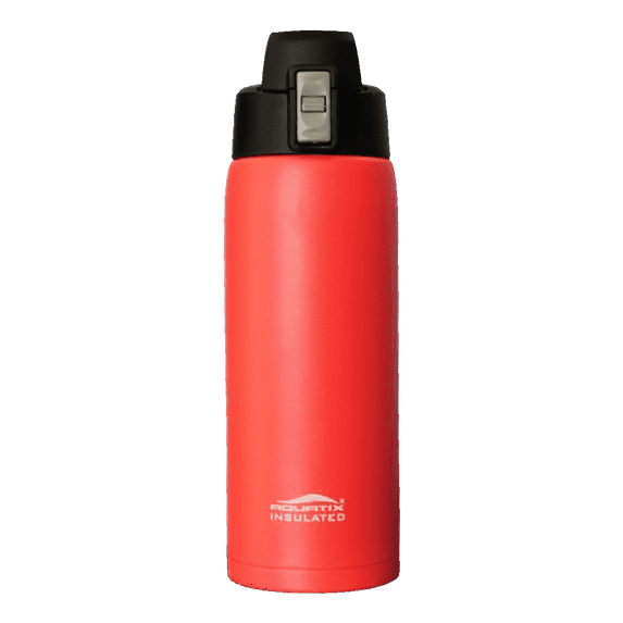 Aquatix (Bright Pop Orange, 21 Ounce) Pure Stainless Steel Double Wall Vacuum Insulated Sports Water Bottle with Convenient Flip Top - Keeps Drinks Cold for 24 Hours, Hot for 6 Hours