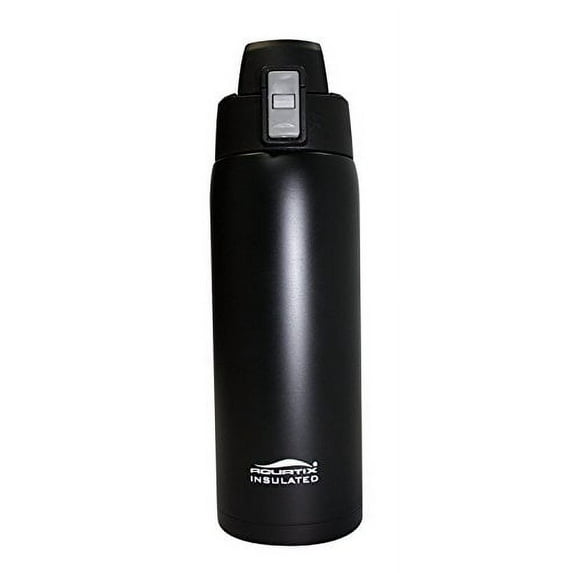 Aquatix Matte Black Insulated Fliptop Ultimate Sport Bottle 21 Ounce Pure Stainless Steel