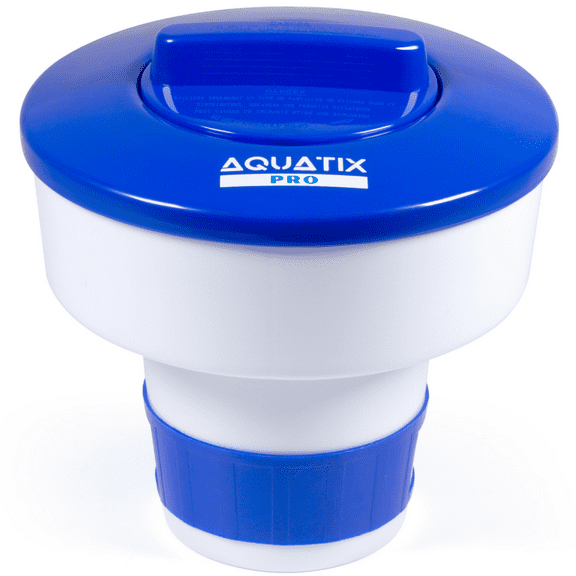 Aquatix Pro Pool Chlorine Floater Dispenser, 1" to 3" Tablets, Pool, Spa & Hot Tubs, Blue, Large