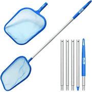 Aquatix Pro Pool & Spa Skimmer 5ft Long, 5 Section Connecting Pole with Hook Handle, Fine Mesh Net