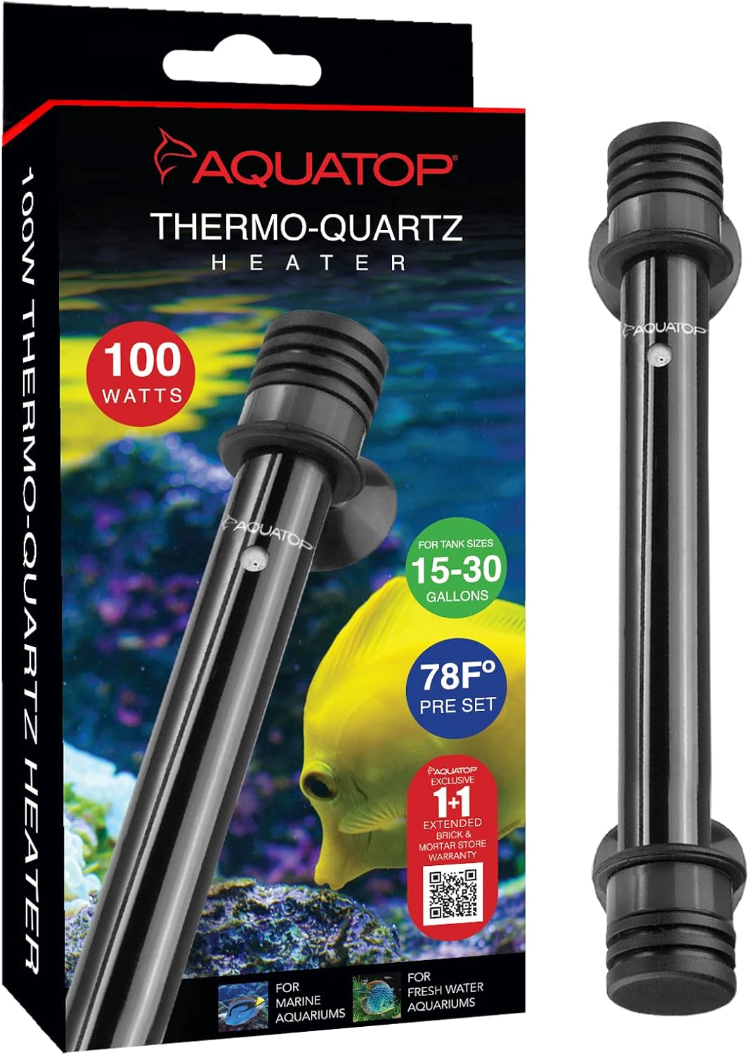 Aquatop 100W Thermo-Quartz Electronic Heater - Fully Submersible for ...