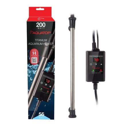 Aquatop 200 Watt Titanium Aquarium Heater with Digital Controller for Fish Tanks up to 55 Gallons, TH-C200