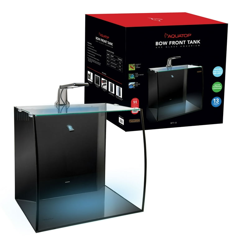 Aquatop Bow Front 13 Gallon Glass Aquarium Desktop Fish Tank Aquatop Bow Front 13 Gallon Glass Aquarium Desktop Fish Tank