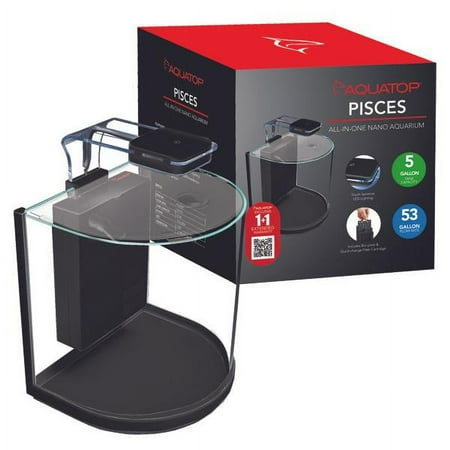 Aquatop Pisces Glass Aquarium Nano Fish Tank 5 Gallon Half-Circle All In One with Filter and LED Light, PCS-5G