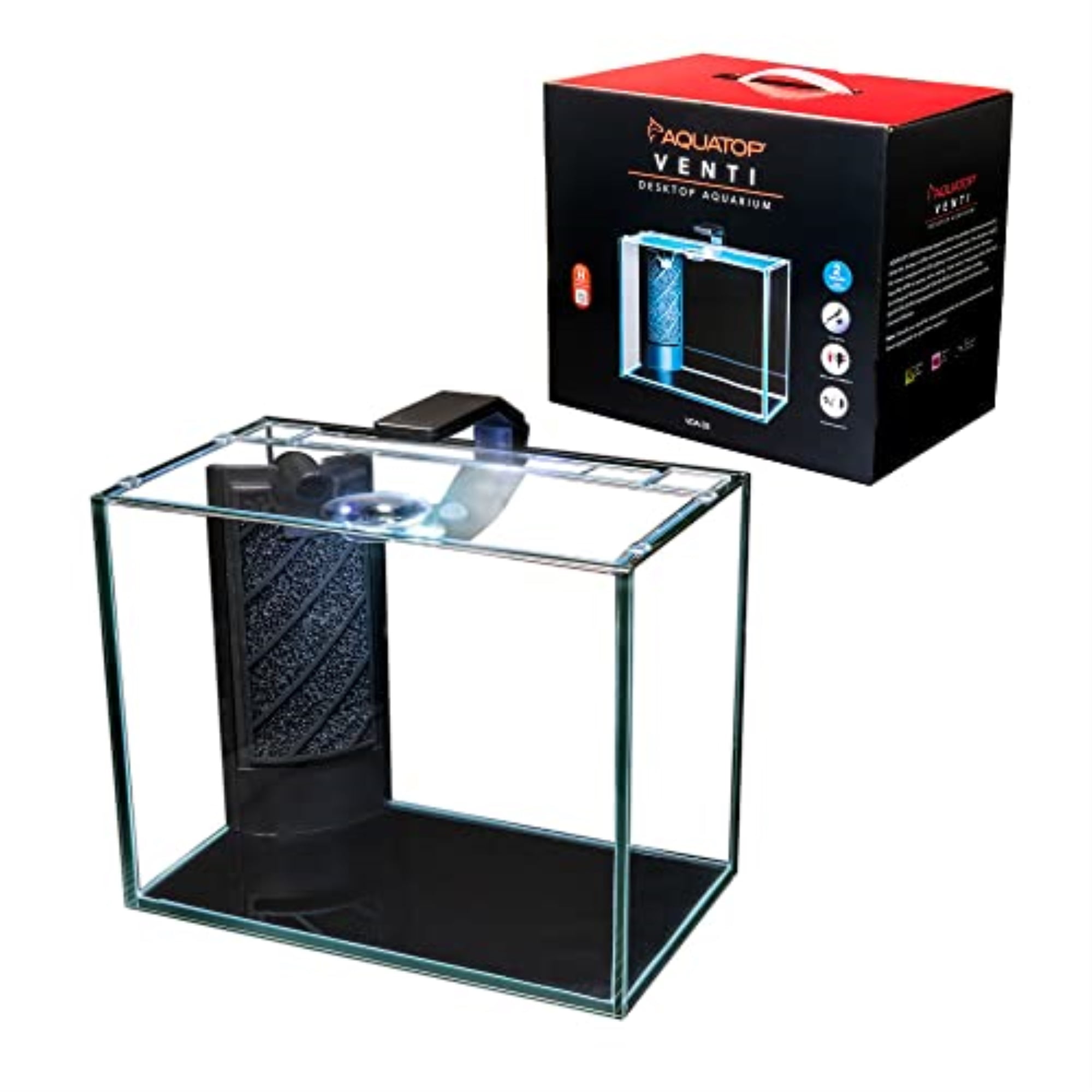 Aquatop Venti 2-Gallon Glass Desktop Aquarium Kit with LED Light