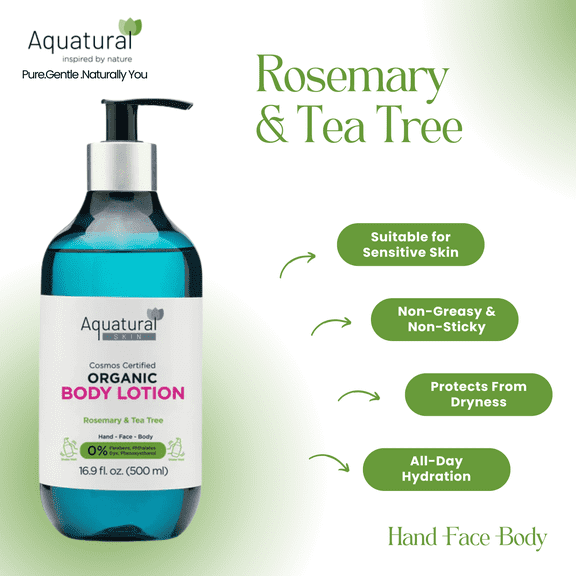Aquatural Organic Body Lotion, Rosemary & Tea Tree, 16.9 fl oz