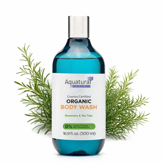 Aquatural Organic Body Wash, Rosemary & Tea Tree Scent, 16.9 fl oz