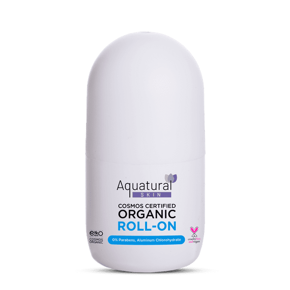 Aquatural Organic Roll-On Deodorant for Men and Women, Cruelty-Free, 2.53 fl oz