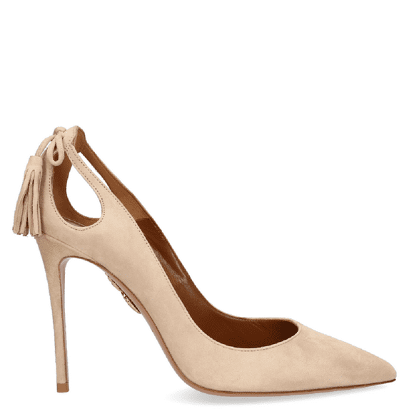Aquazzura Forever Marilyn Nude Suede Pumps (38)