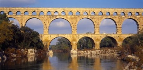 Aqueduct Pont Du Gard Provence-Alpes-Cote dAzur France Canvas Art - Panoramic Images (24 x 12)