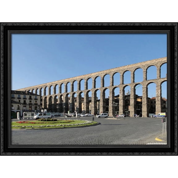 Aqueduct of Segovia 38x28 Large Black Ornate Wood Framed Canvas Art