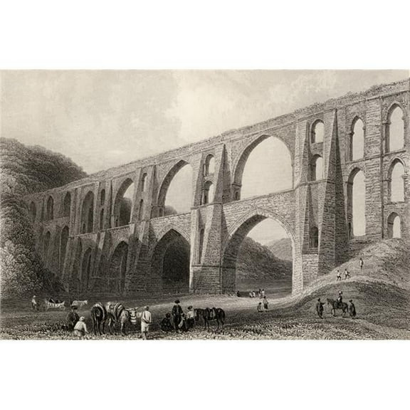 Aqueduct of The Emperor Valens Near Pyrgo Turkey. Engraved by R. Wallis After W.H. Bartlett Poster Print, 18 x 12