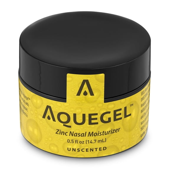 Aquegel Nasal Moisturizer + Zinc, 12-Hour Nasal Moisture Relief, Water Based Nose Gel, Nasal Moisturizer for Oxygen Therapy, Dry Nose, Nasal Dryness, Nosebleeds, Cannula. Zinc Cold & Flu Therapy