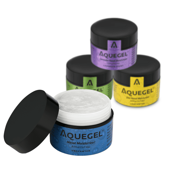 Aquegel Variety Pack (Buy 3, GET 1 Free!) 12-Hour Nasal Moisture Relief, Nasal Moisturizer for Oxygen Therapy, Dry Nose, Nasal Dryness, Nosebleeds, Cannula, CPAP. Saline Nasal Gel