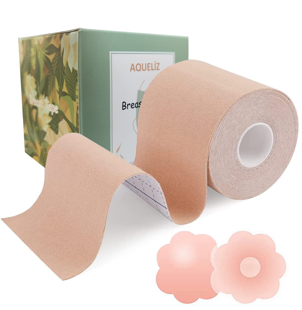 Aqueliz Breast Lift Tape, Boob Tape, Boobytape For Breast Lift with 2  Silicone Nipple Covers, Waterproof, Sweat Proof and Breathable,  Skin-Friendly