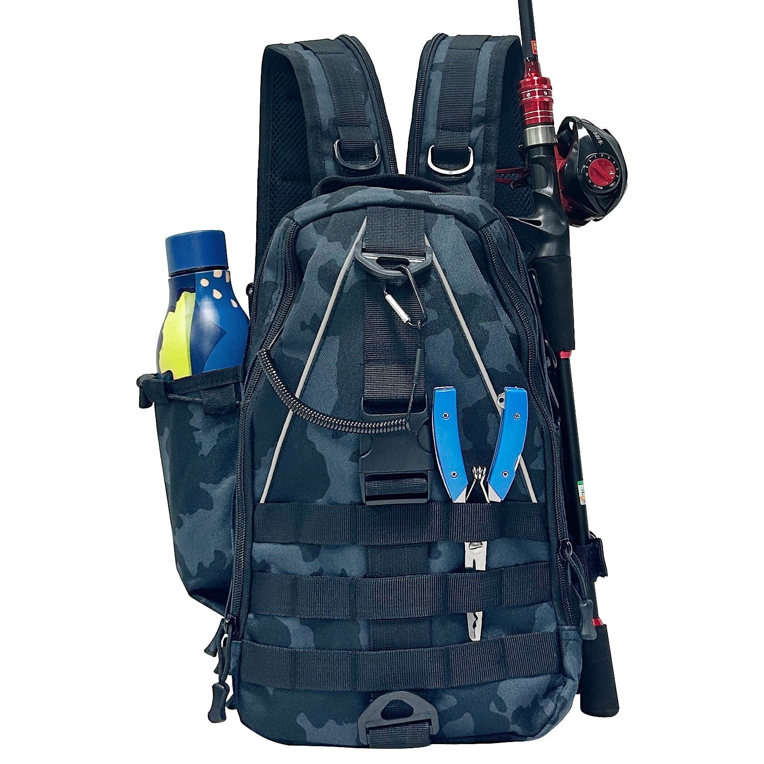 AGOPLEE Fishing Backpack Bag with Rod Holder, Outdoor Travel Fishing Rod Reel Tackle Bag Water-Resistant Fishing