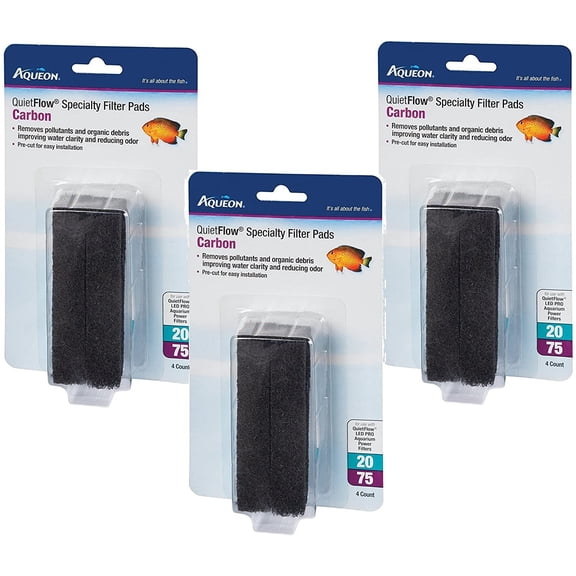 Aqueon 3 Packages QuietFlow Carbon Cartridge with Bio-Media Grid 20/75-4 Filters per Package