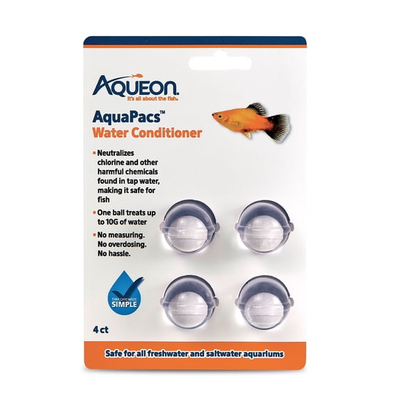Aqueon AquaPacs Water Conditioner, for Fish Tanks, Pack of 4