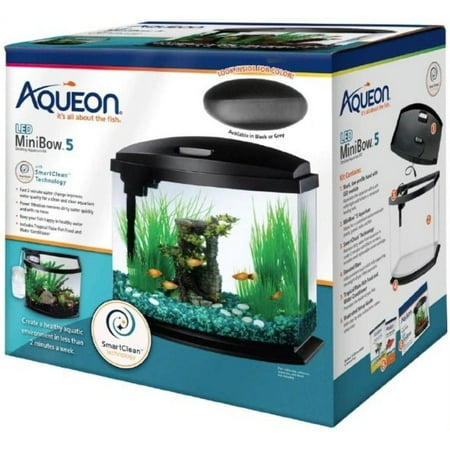Aqueon [Aquarium, Glass & Acrylic Aquariums] Aqueon LED MiniBow 5 SmartClean Aquarium Kit Gray