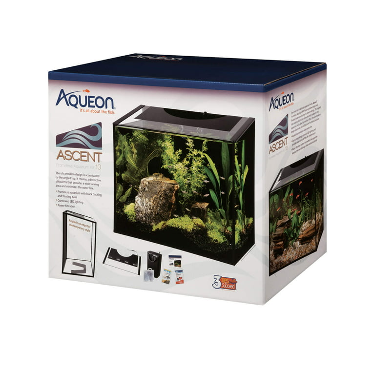 Aqueon Ascent 10 Gallon Frameless Led Aquarium Kit 18.75 x 10 x 15.75