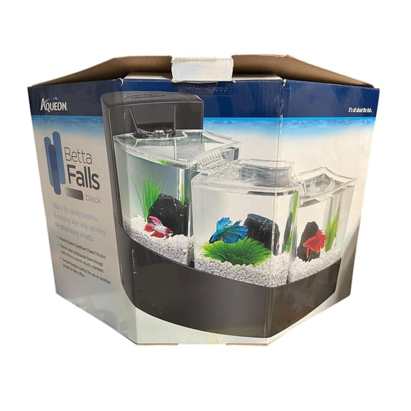 Aqueon Betta Falls 3 Section Aquarium Fish Tank With QuietFlow Power Filtrati...