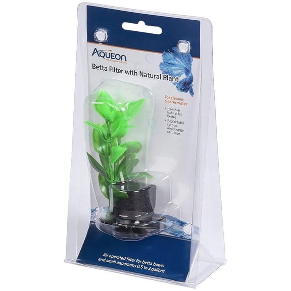Aqueon Betta Filter with Natural Plant [Aquarium Artificial Plants, Aquarium Supplies] 3 count