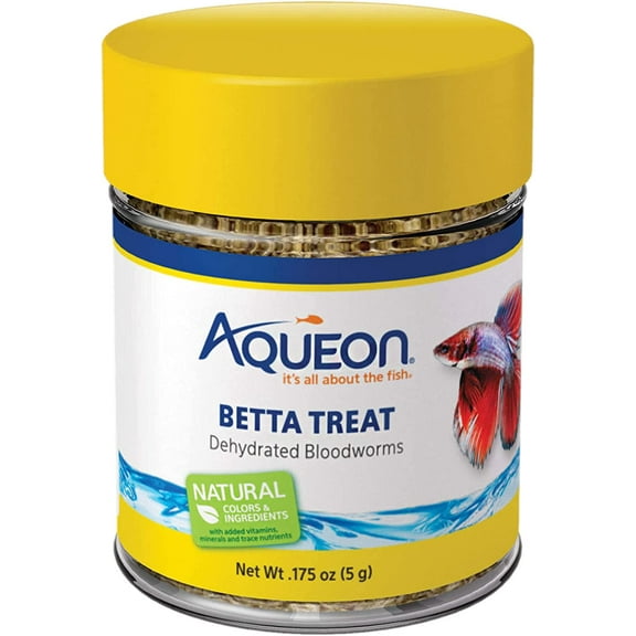 Aqueon Betta Treat Dehydrated Bloodworms Naturally Attracts Betta Fish 5-Grams