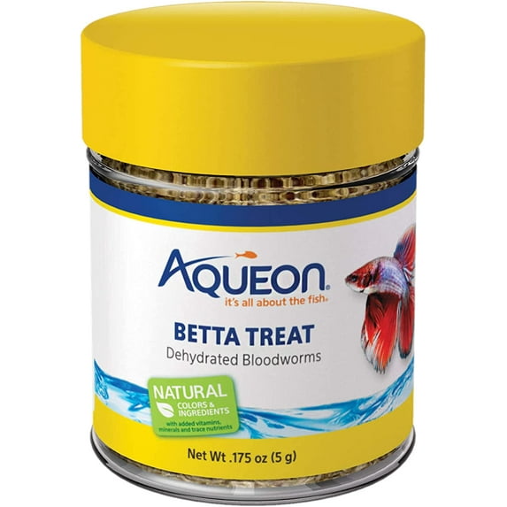Aqueon Betta Treat Dehydrated Bloodworms Naturally Attracts Betta Fish 5-Grams