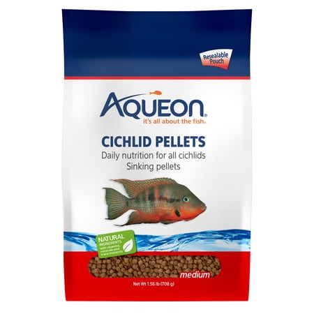 Aqueon Cichlid Pellets Fish Food Medium, 25 Ounces