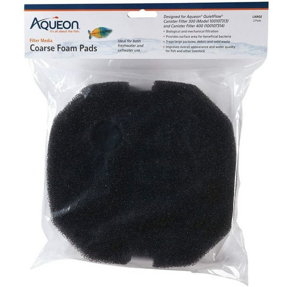 Aqueon Coarse Foam Pads Large for QuietFlow 300 and 400 Canister Filters [Aquarium Filter Pads, Aquarium Scrapers And Scrub Pads, Aquarium Supplies] Large - 12 count