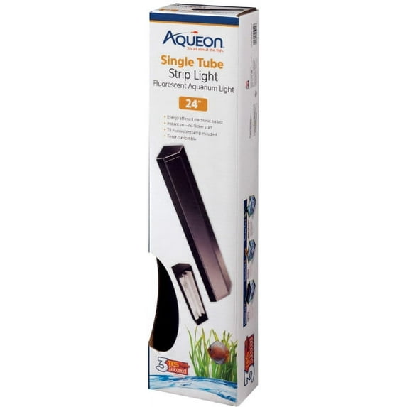 Aqueon Fluorescent Single Strip Aquarium Light, 24", Black