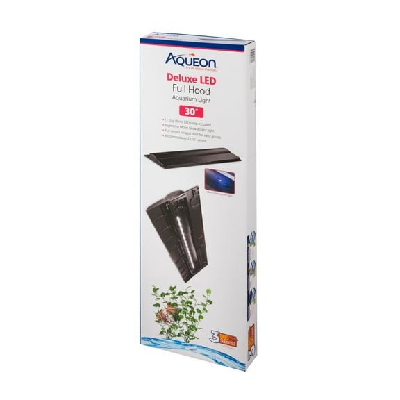 Aqueon LED Deluxe Full Aquarium Hoods Black Black, 30 Inches