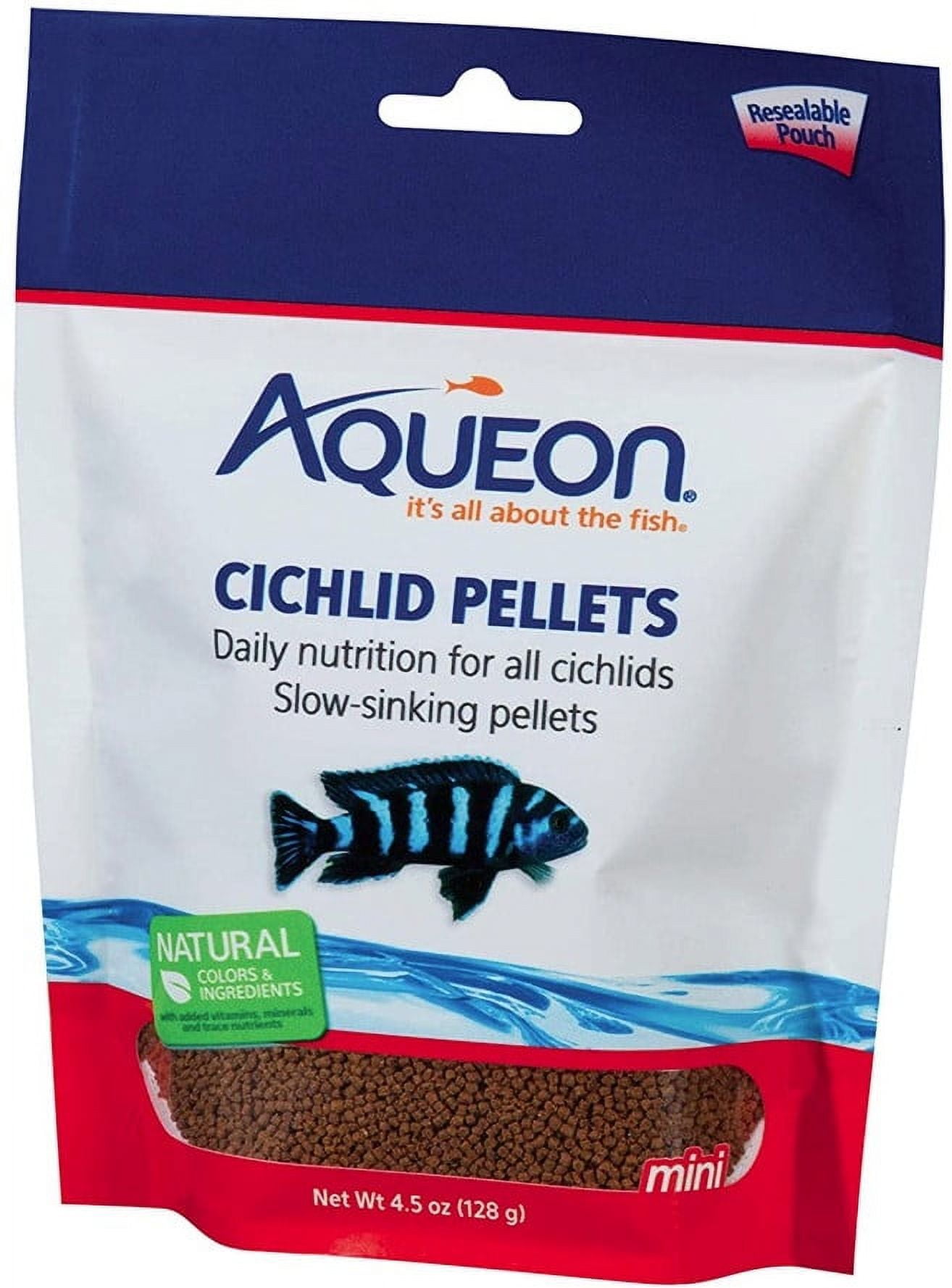 Aqueon Mini Cichlid Food Pellets [Aquarium Cichlid Food, Aquarium Supplies] 13.5 oz (3 x 4.5 oz)