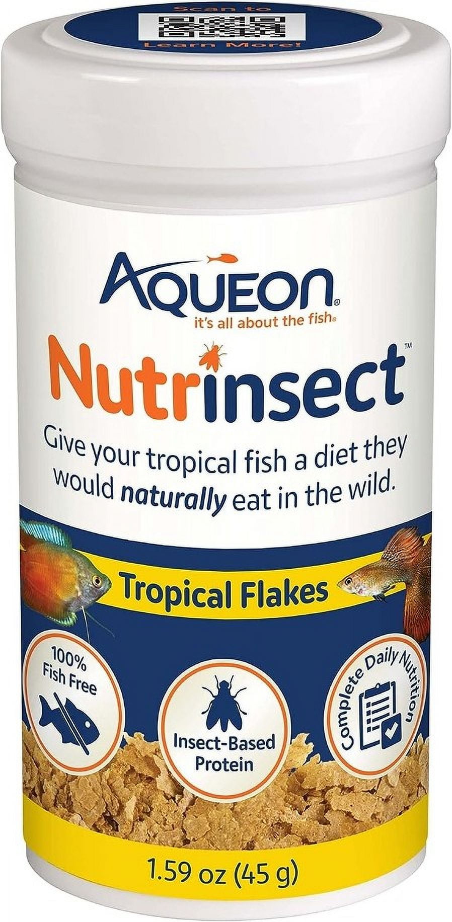 Aqueon Nutrinsect Tropical Flakes [Aquarium Tropical Fish Food, Aquarium Supplies] 6.36 oz (4 x 1.59 oz)
